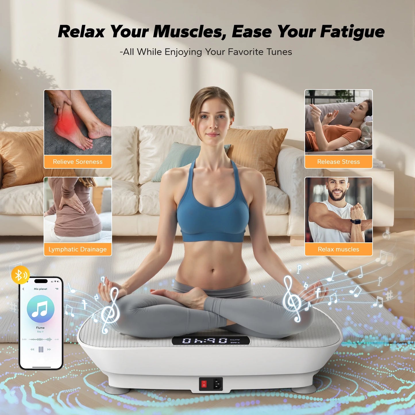 Vibrating Plate Muscle Toner, Whole Body Exercise Machine with Remote Control