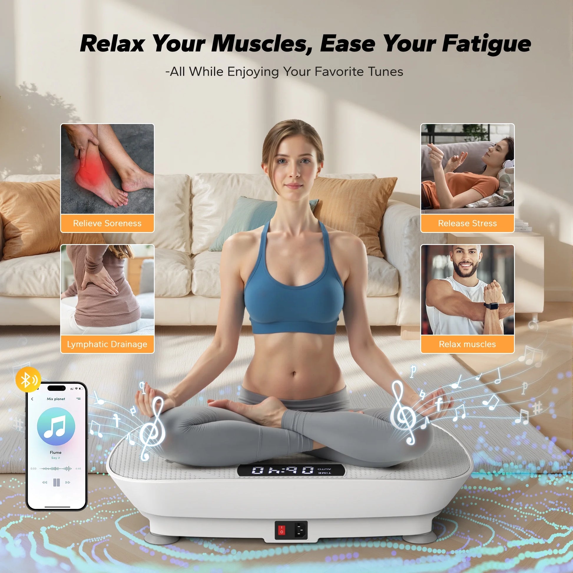 Vibrating Plate Muscle Toner, Whole Body Exercise Machine with Remote Control